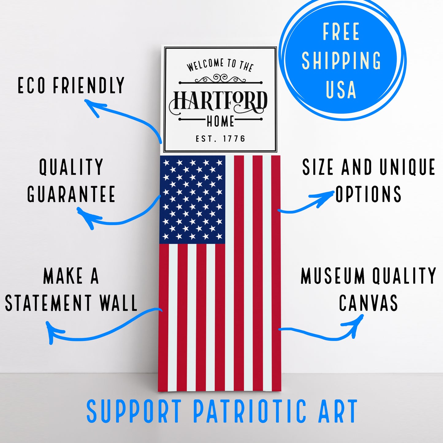 Personalizable American Flag Canvas Art